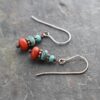 Turquoise and red coral earrings in copper (1) Turquoise and red coral earrings in copper (1)