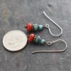 Turquoise and red coral earrings in copper (3) Turquoise and red coral earrings in copper (3)