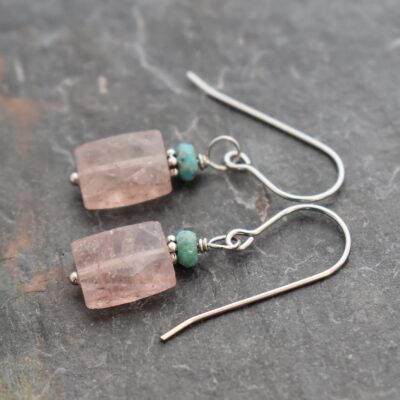 Turquoise & strawberry quartzearrings (3)