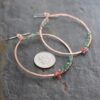 Big Copper loops with pink and green quartz earrings 512025 (2)