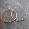 Big Copper loops with pink and green quartz earrings 512025 (3)