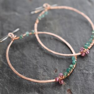 Quartz Copper Hoop Earrings