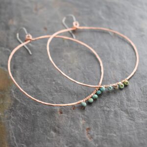 Turquoise Copper Hoop Earrings
