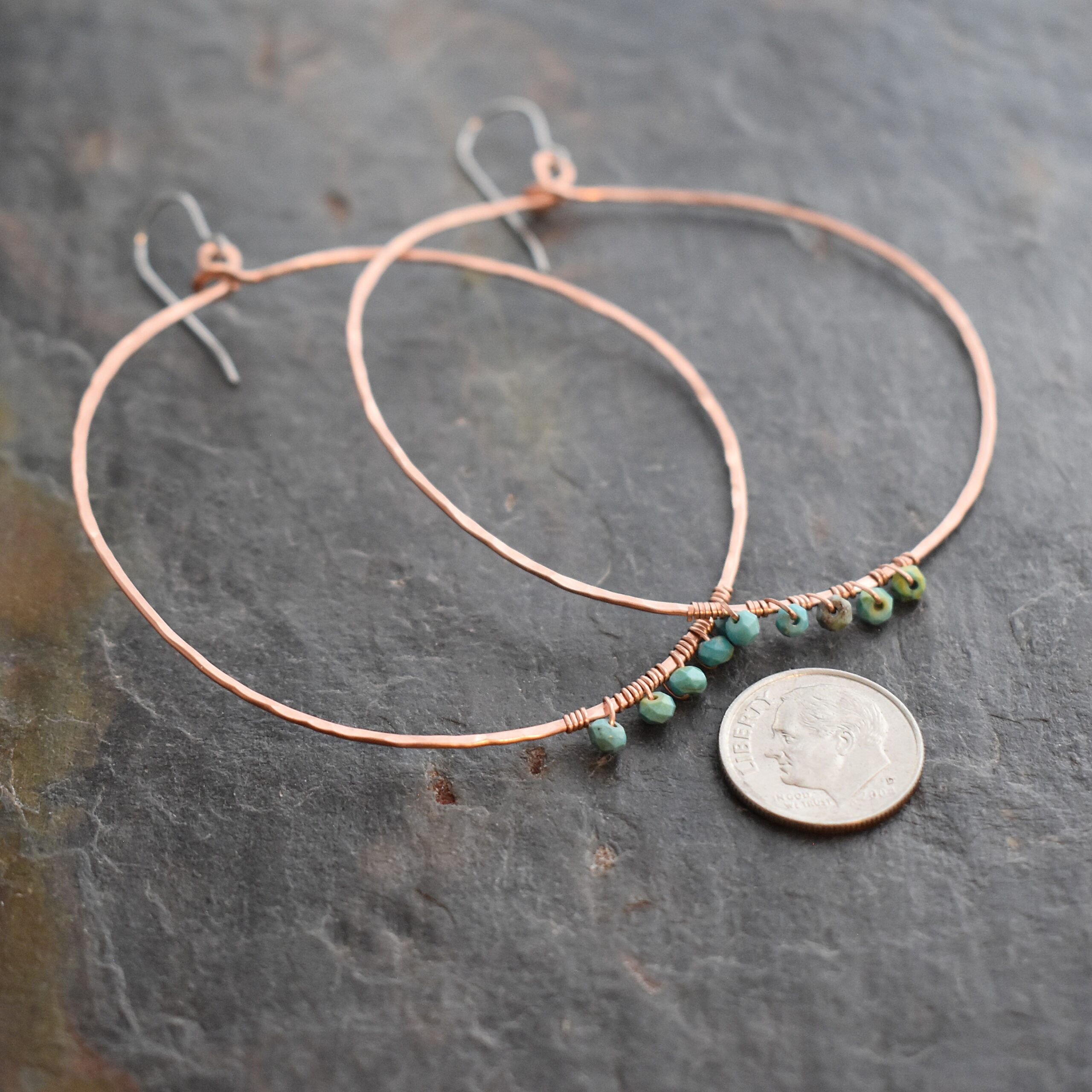 Big copper loops with turquoise earrings 512025 (4)