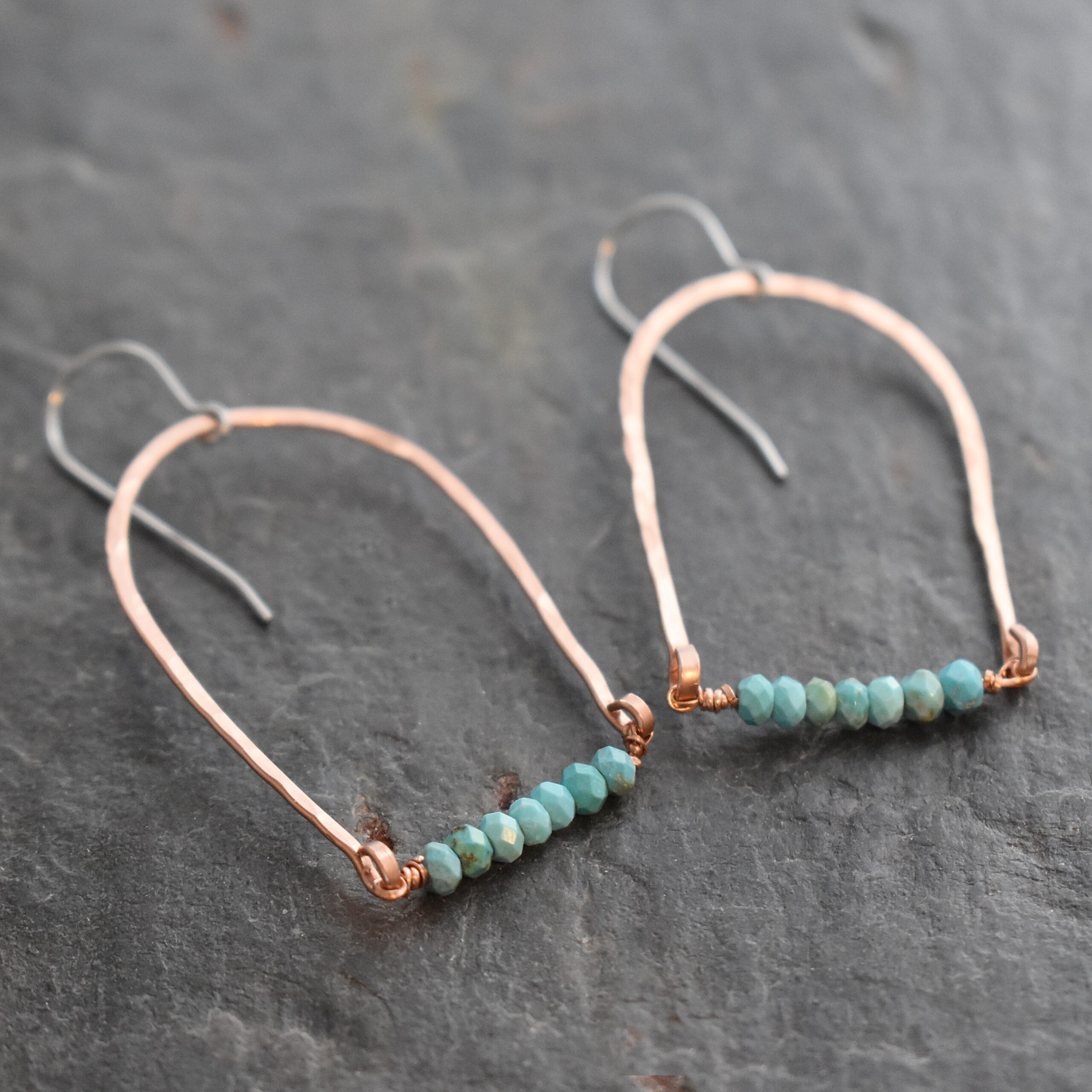 Big copper rainbows turquoise earrings 512025 (1)