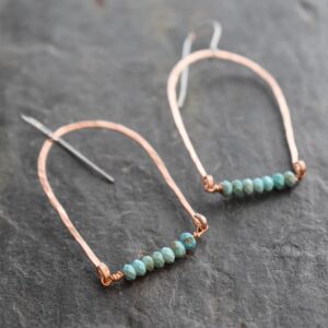 Big Copper Rainbow Turquoise Earrings