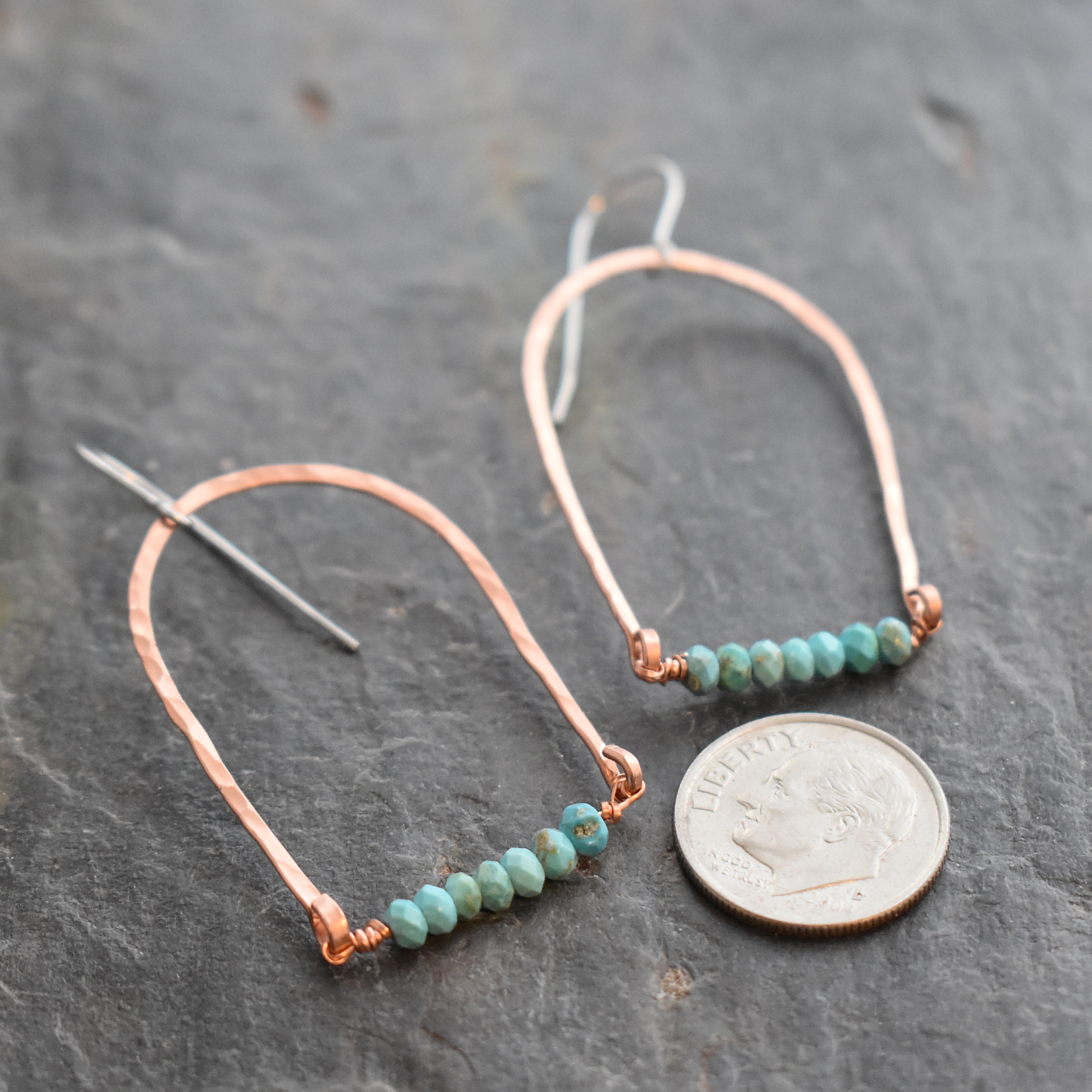Big copper rainbows turquoise earrings 512025 (3)