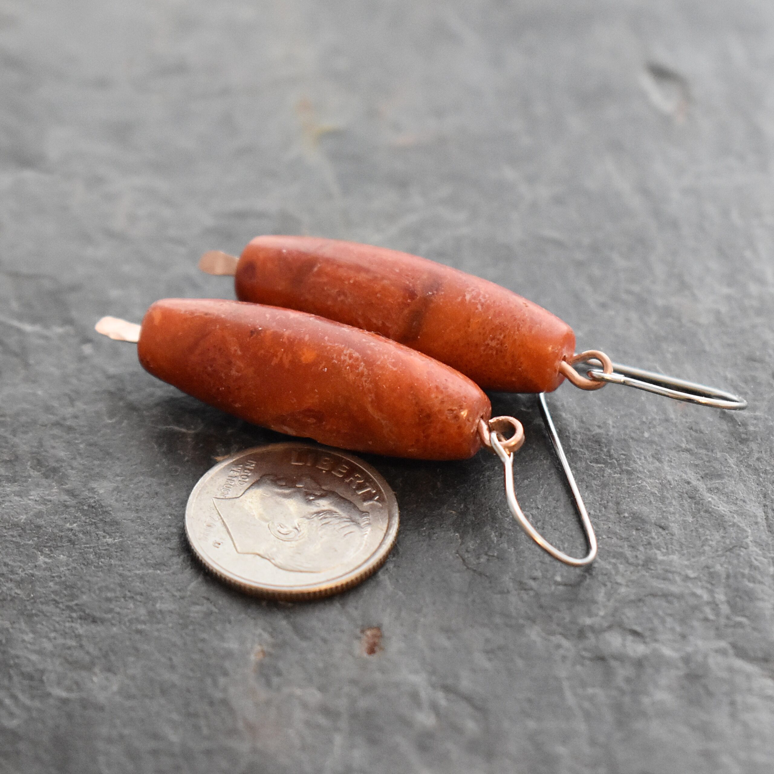 Copper apple coral earrings 512025 (1)