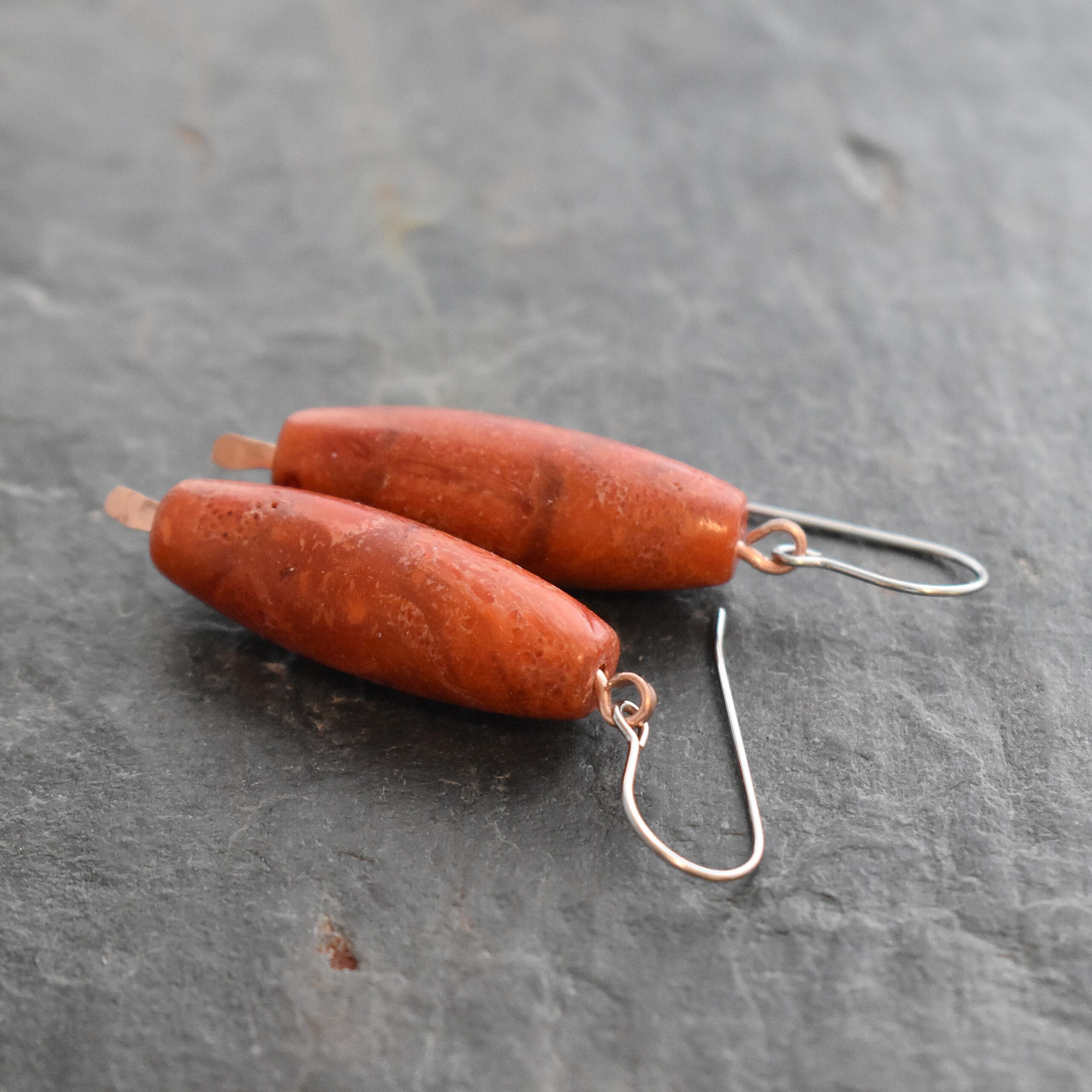 Copper apple coral earrings 512025 (5)