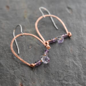 Copper Rainbow Lavender Gemstone Earrings