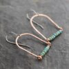 Small copper rainbow turquoise earrings