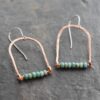 Small copper rainbow turquoise earrings