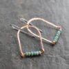 Small copper rainbow turquoise earrings