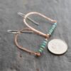 Small copper rainbow turquoise earrings