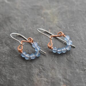 Dainty Copper Blue Chalcedony Earrings