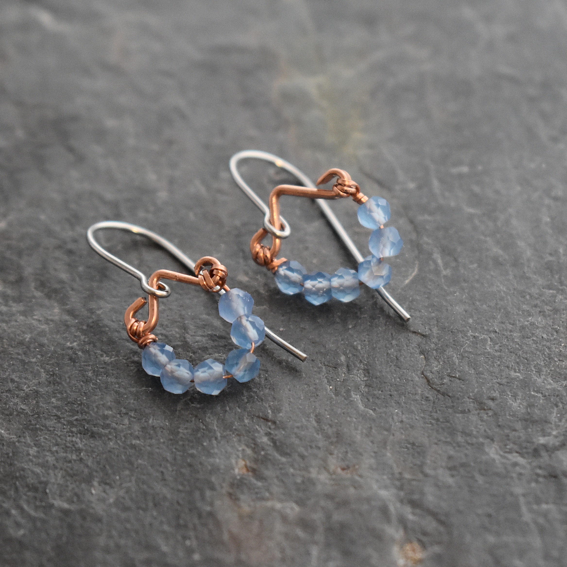 dainty copper blue chalcedony earrings 512025 (5)