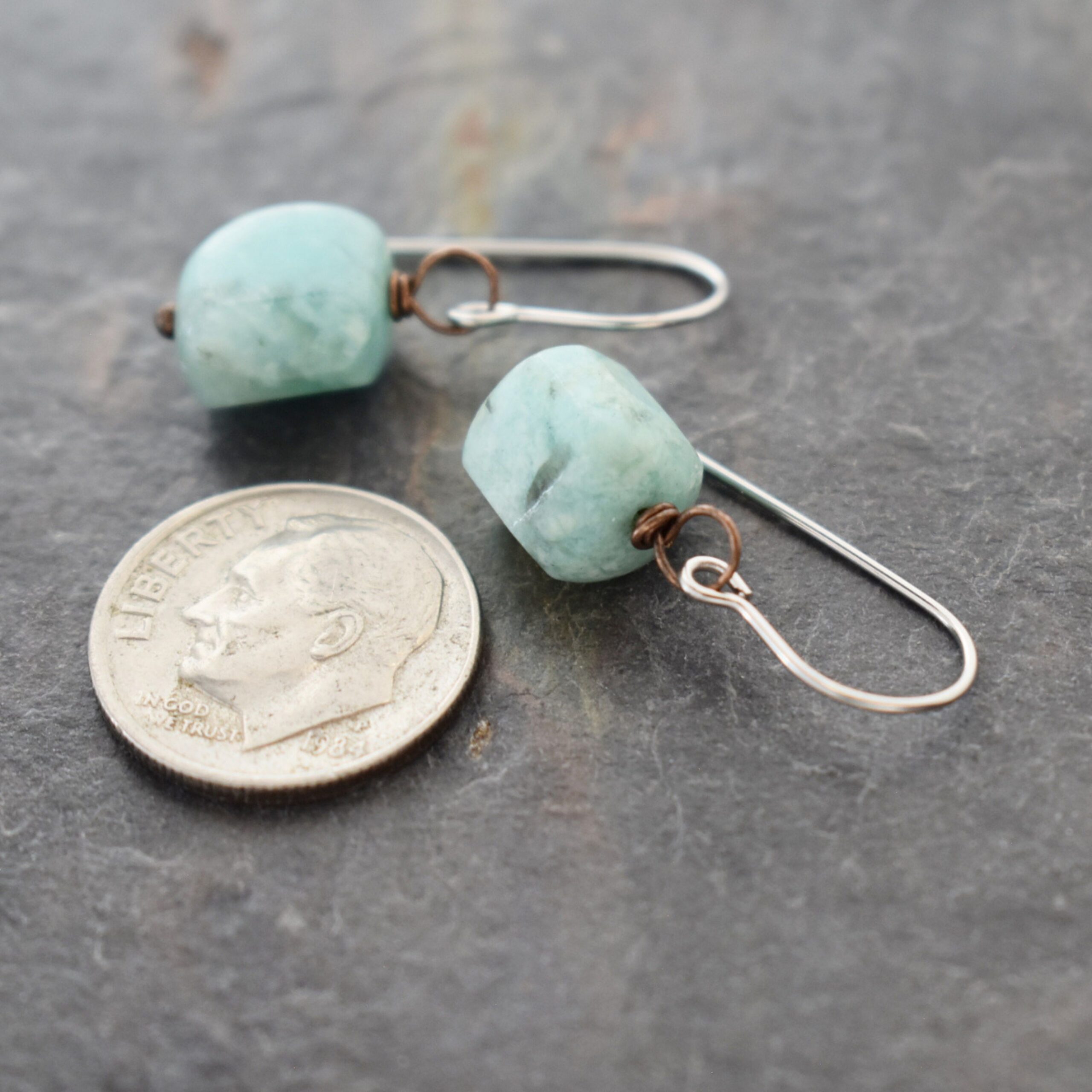 Amazonite on copper earrings (3)