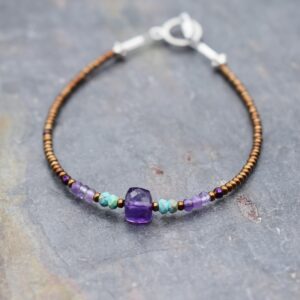 Dainty Amethyst Turquoise Bracelet