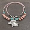 Beaded Rhodochrosite wild horse necklace Beaded Rhodochrosite wild horse necklace