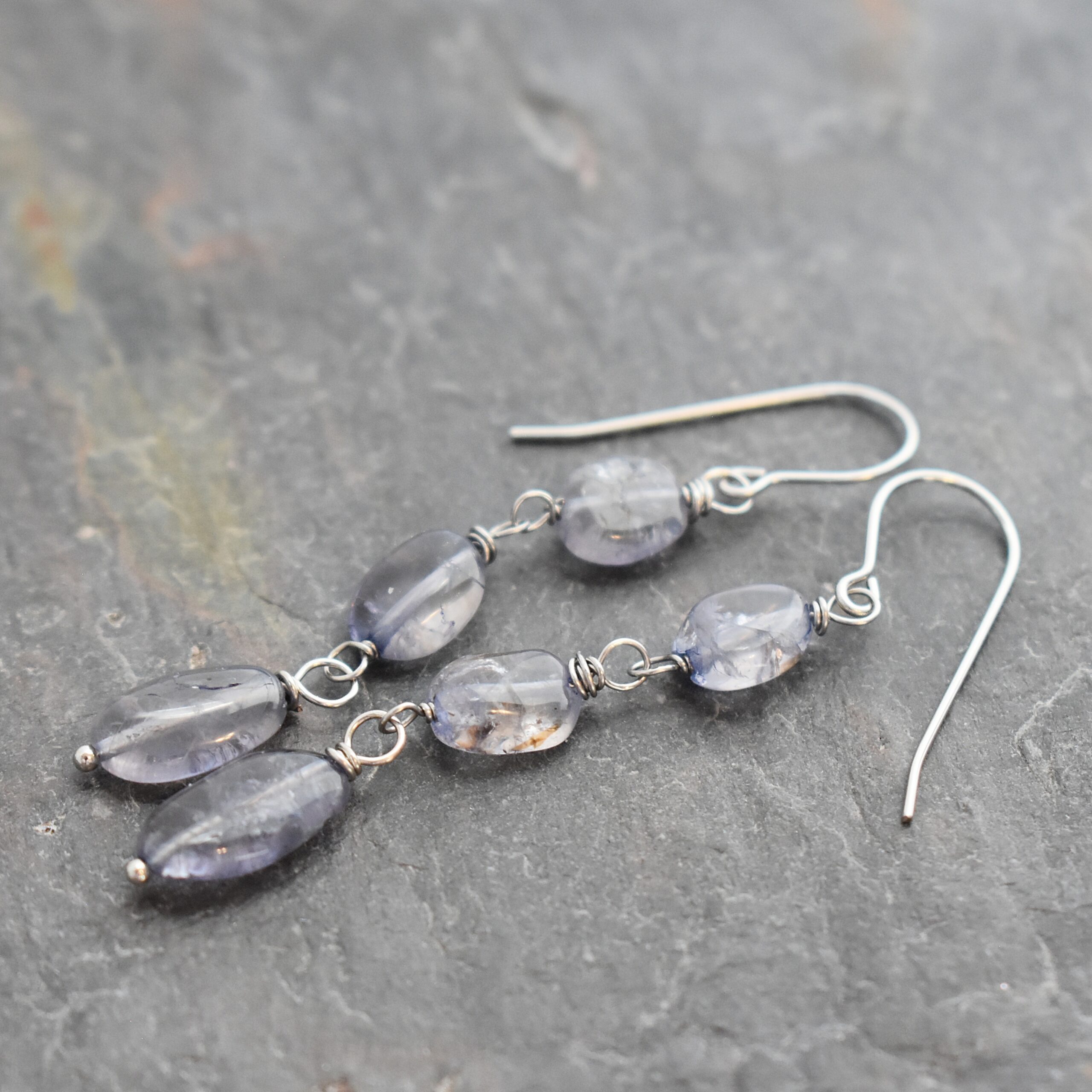Long Iolite Earrings (2)