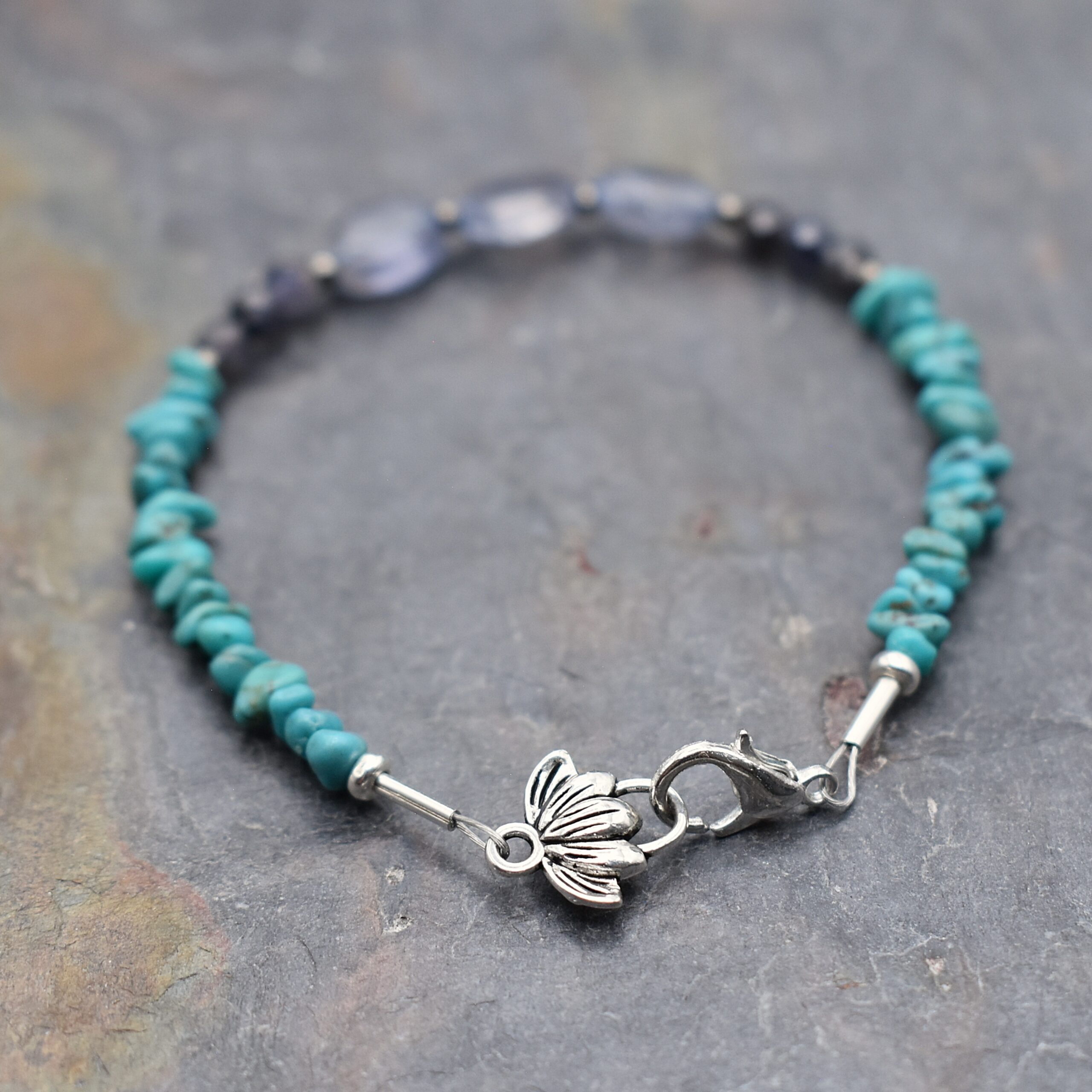 Turquoise Iolite beaded barecelet (3)