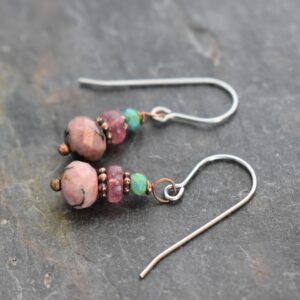 small pink dangle gemstone earrings