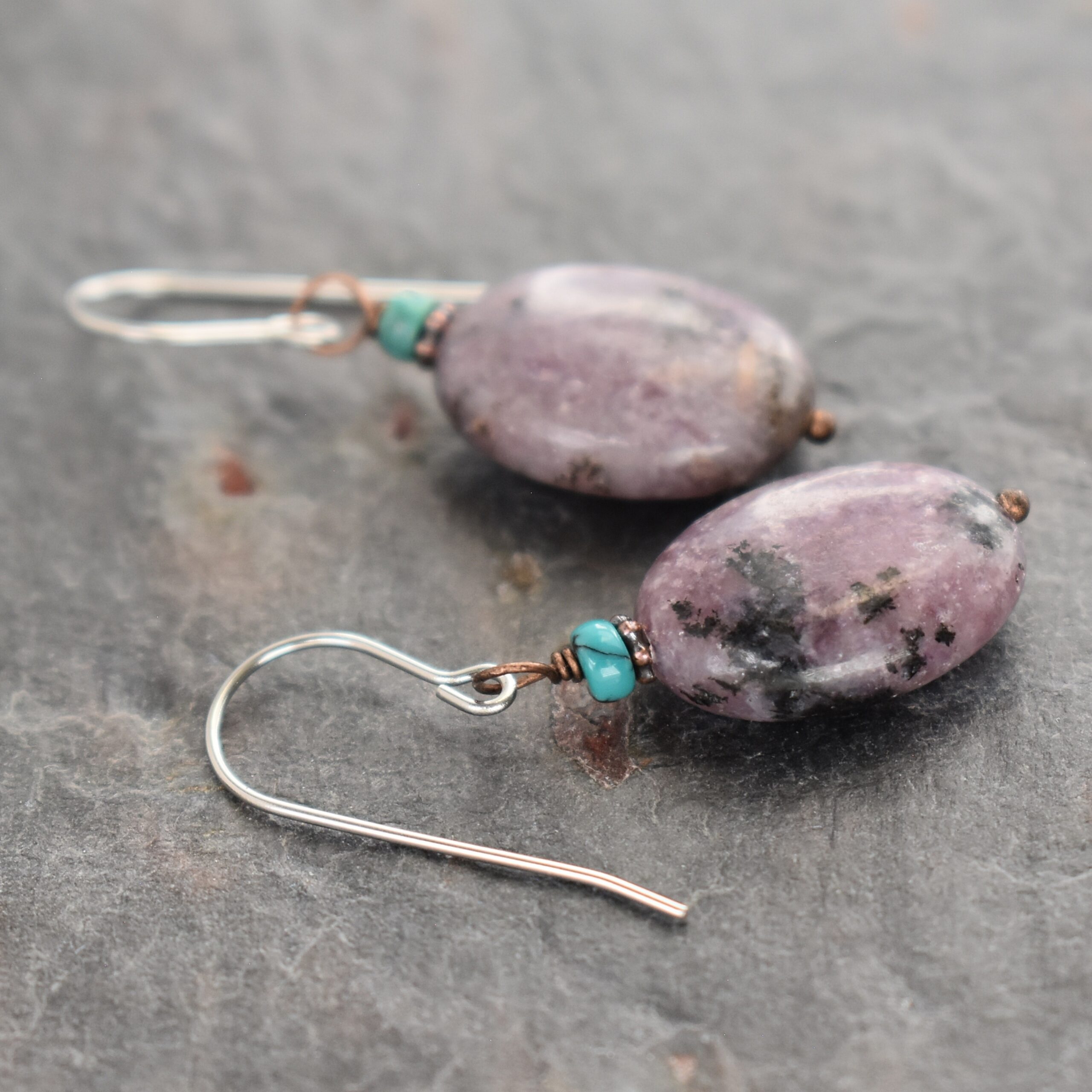 turquoise & Charoite earring (4)