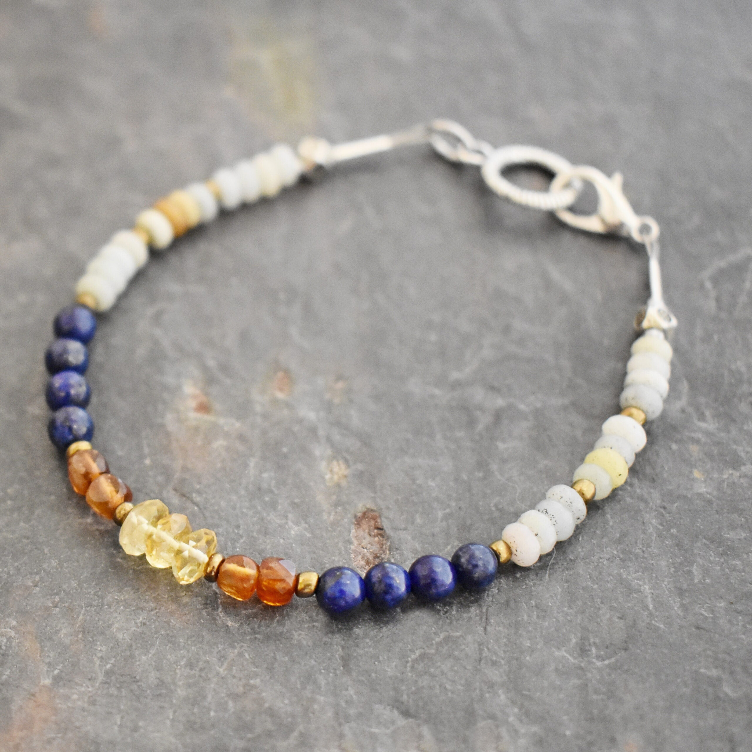 Amazonite, Lapis, Hessonite Garnet Bracelet (2) Amazonite, Lapis, Hessonite Garnet Bracelet (2)