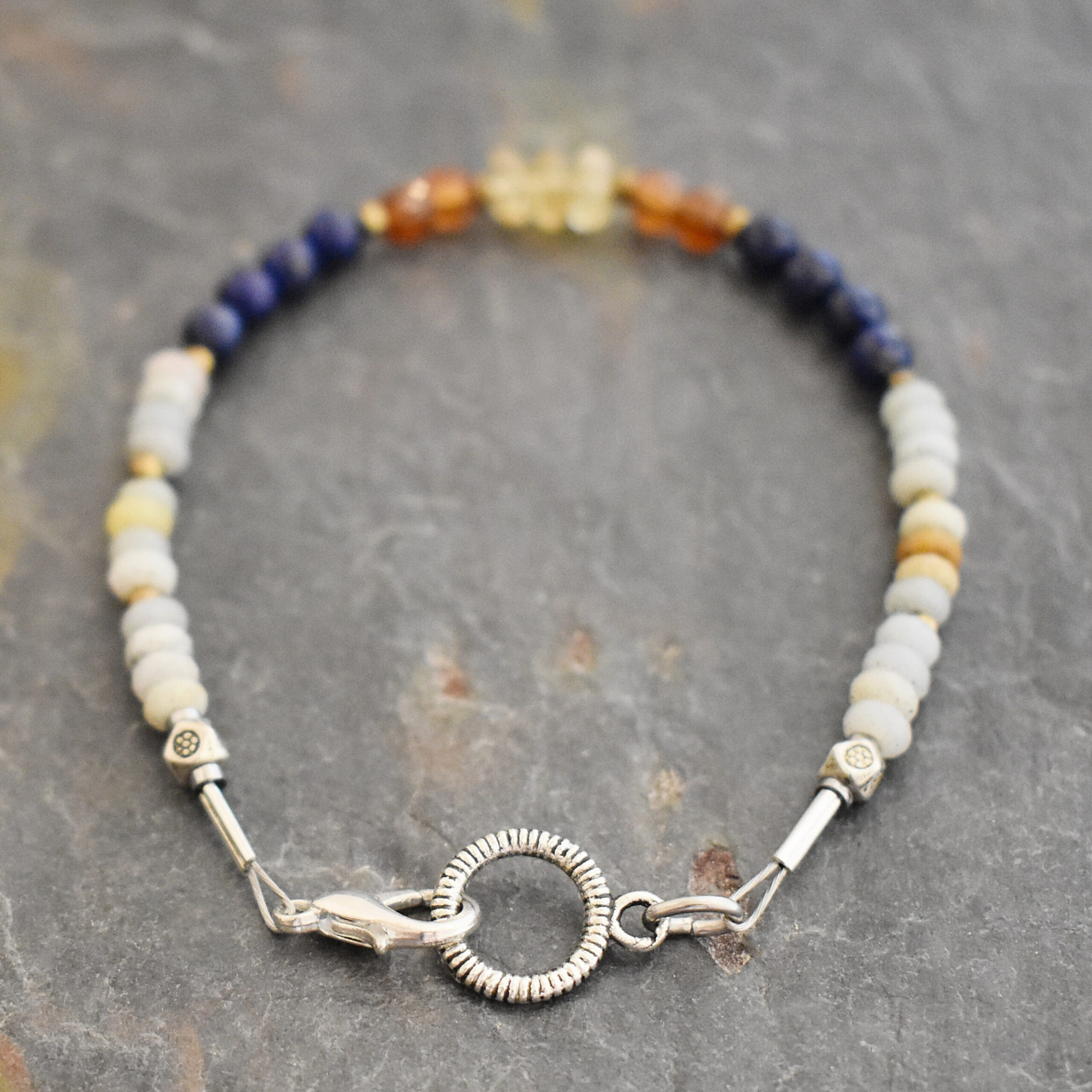 Amazonite, Lapis, Hessonite Garnet Bracelet (3) Amazonite, Lapis, Hessonite Garnet Bracelet (3)