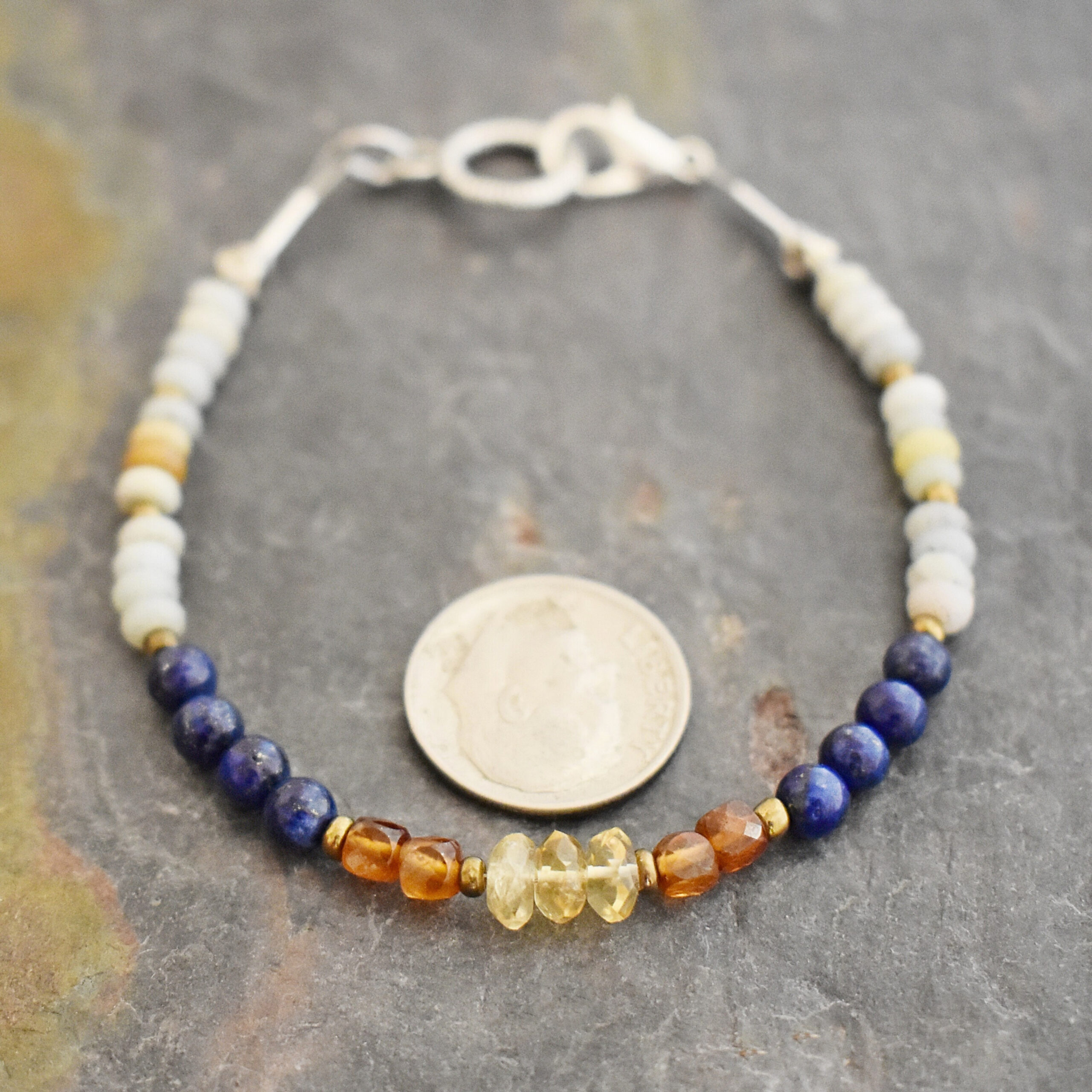 Amazonite, Lapis, Hessonite Garnet Bracelet (4) Amazonite, Lapis, Hessonite Garnet Bracelet (4)