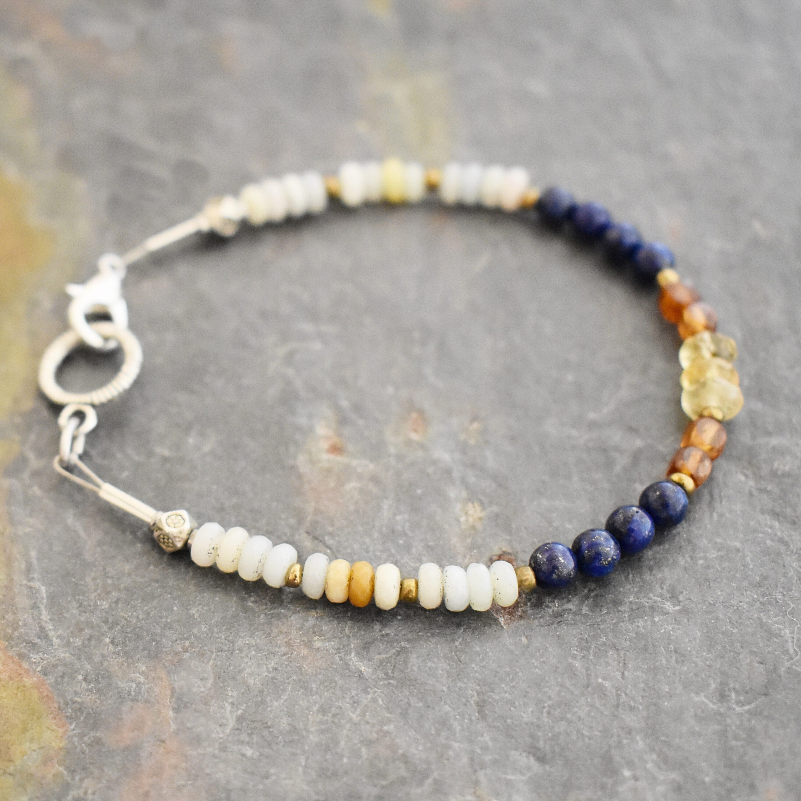 Amazonite, Lapis, Hessonite Garnet Bracelet (5) Amazonite, Lapis, Hessonite Garnet Bracelet (5)