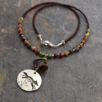 Beaded Autumn Fox with jasper Beaded Autumn Fox with jasper