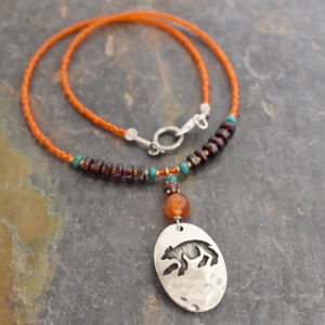 Beaded Autumn Bear Necklace