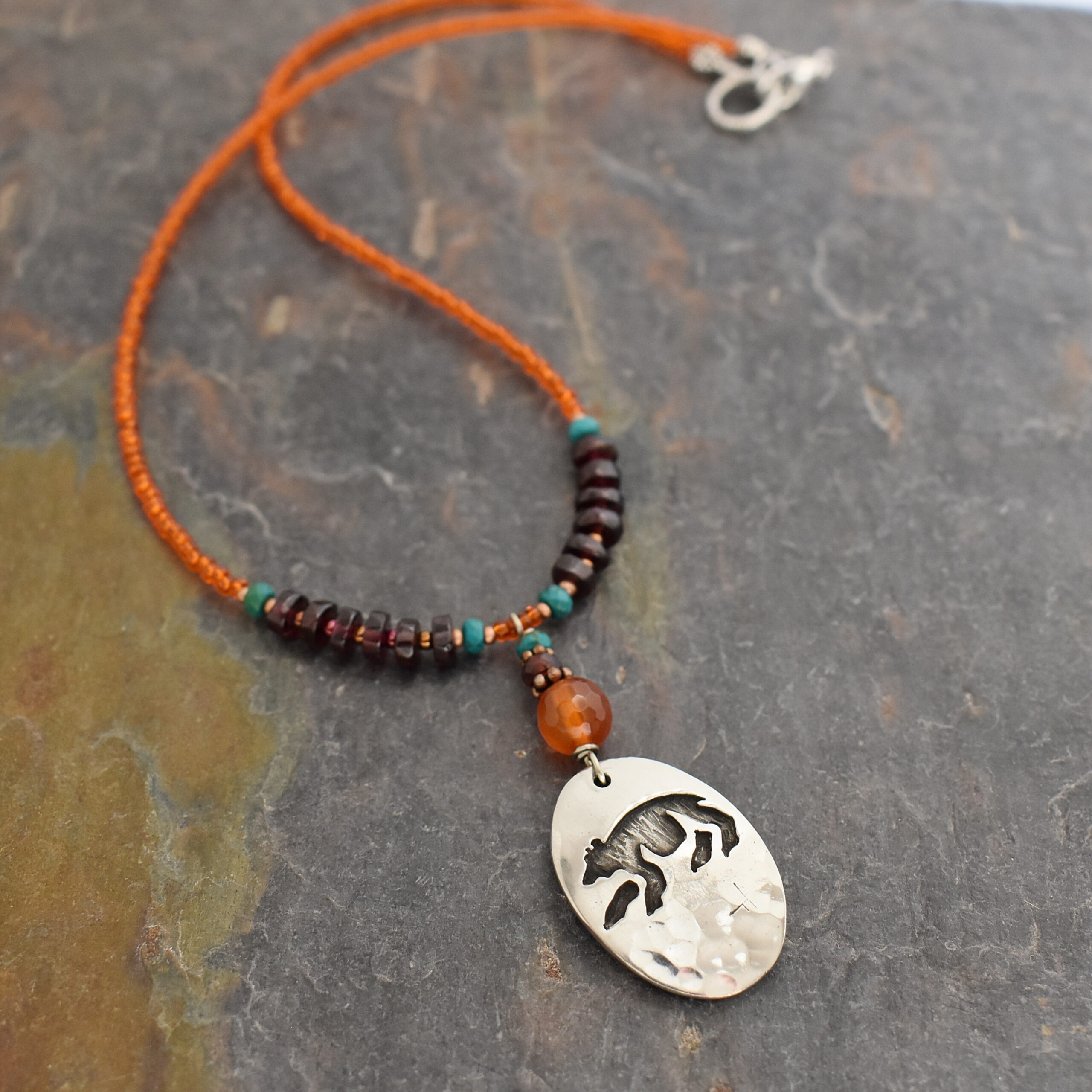 Beaded Black Bear with Garnet (4)