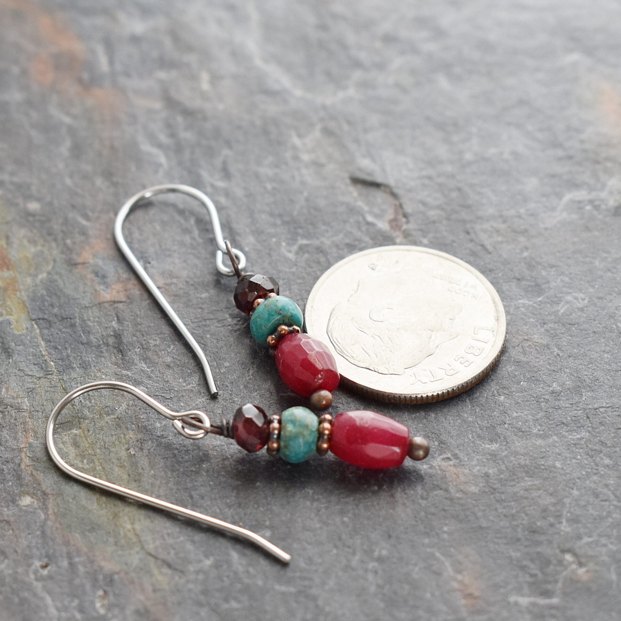 Garnet, Turquoise, Ruby Jade Earrings (4)