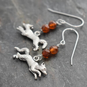 Running Fox Hessonite Garnet Earrings
