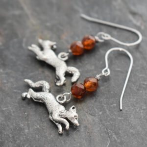 Running Fox Hessonite Garnet Earrings