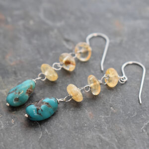 Long Cirtine Turquoise Earrings