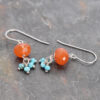 Ornage carnelian and turquoise dangle earrings (2)