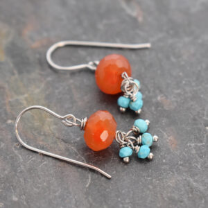 Carnelian Turquoise Dangle Earrings