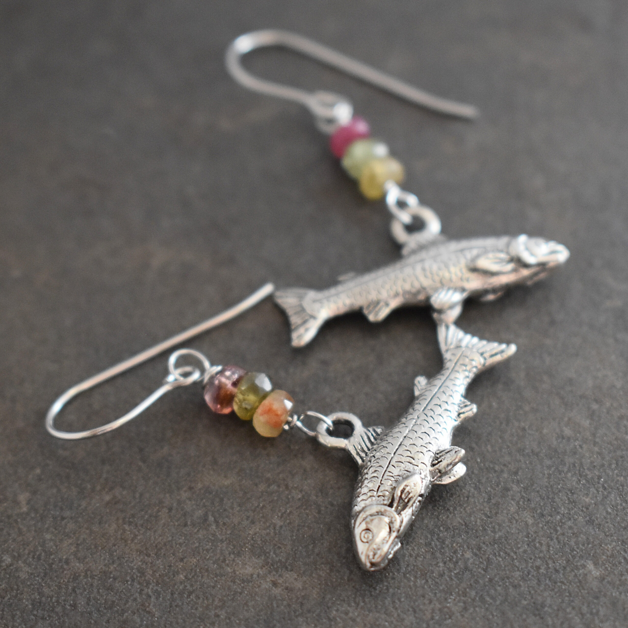 Rainbow Tourmaline Trout Earrings (3)
