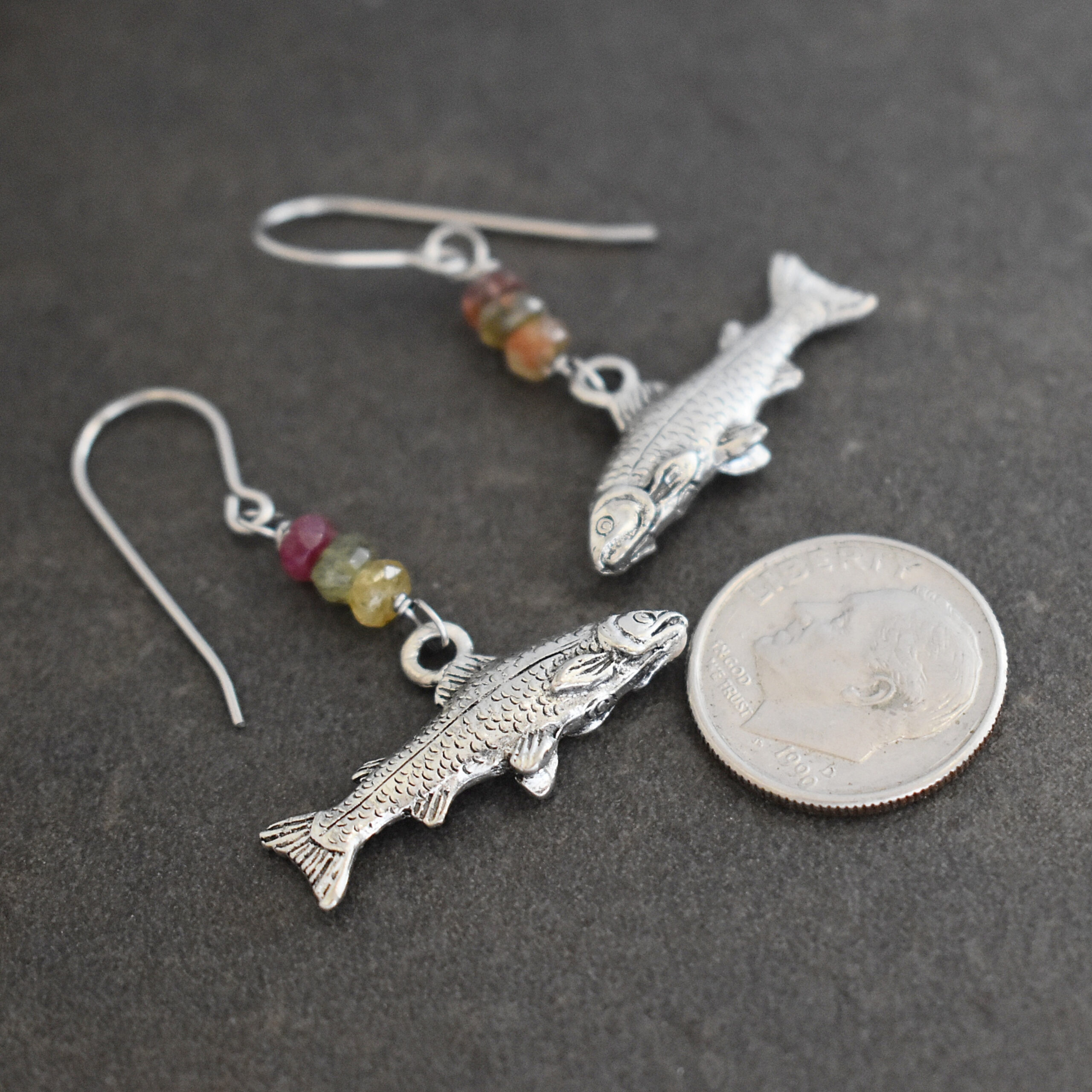 Rainbow Tourmaline Trout Earrings (6)