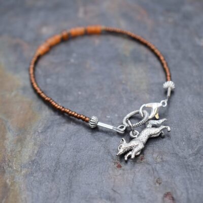 Running fox seed beaded carnelian barecelet