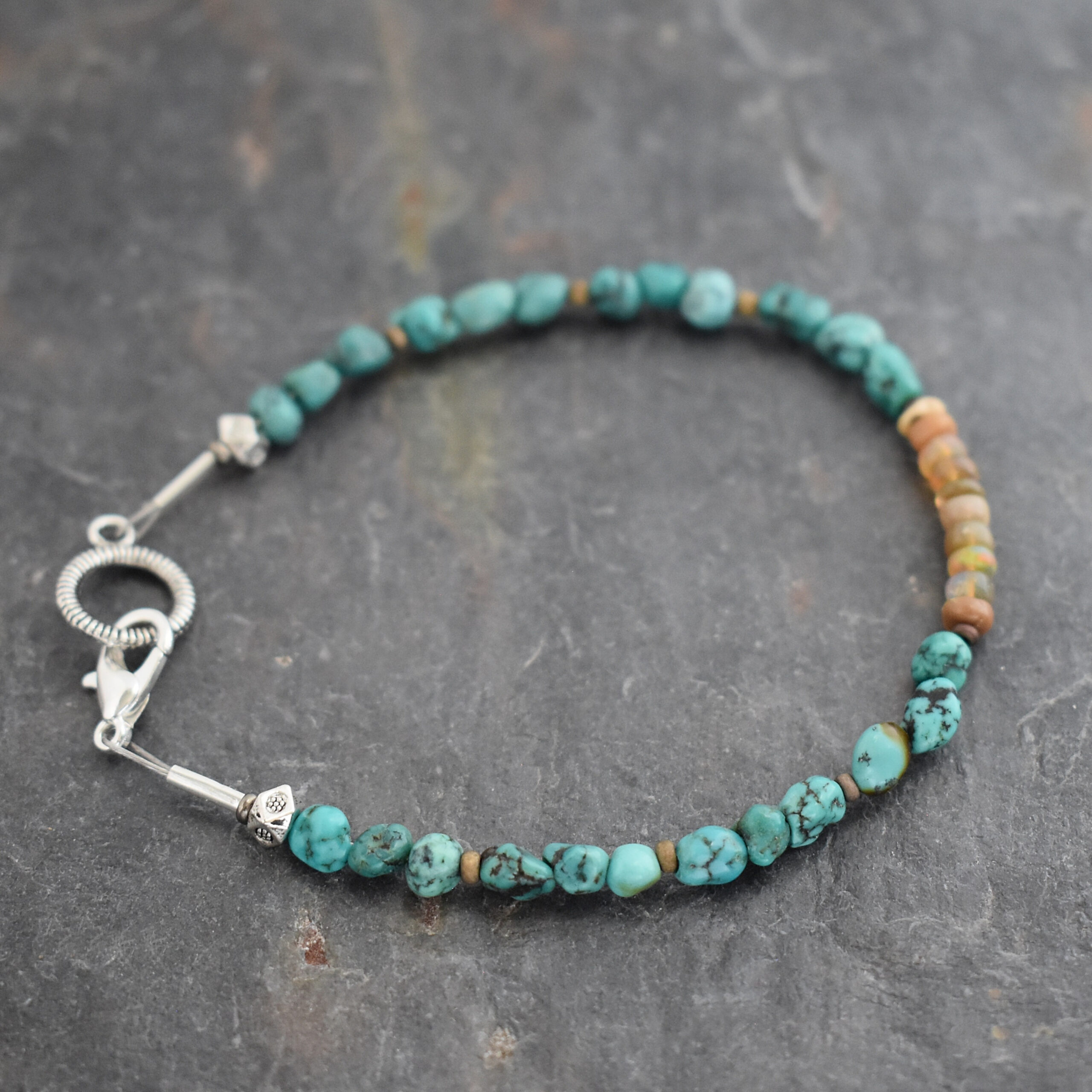 Turquoise chunk Ethiopian Opal bracelet (10)