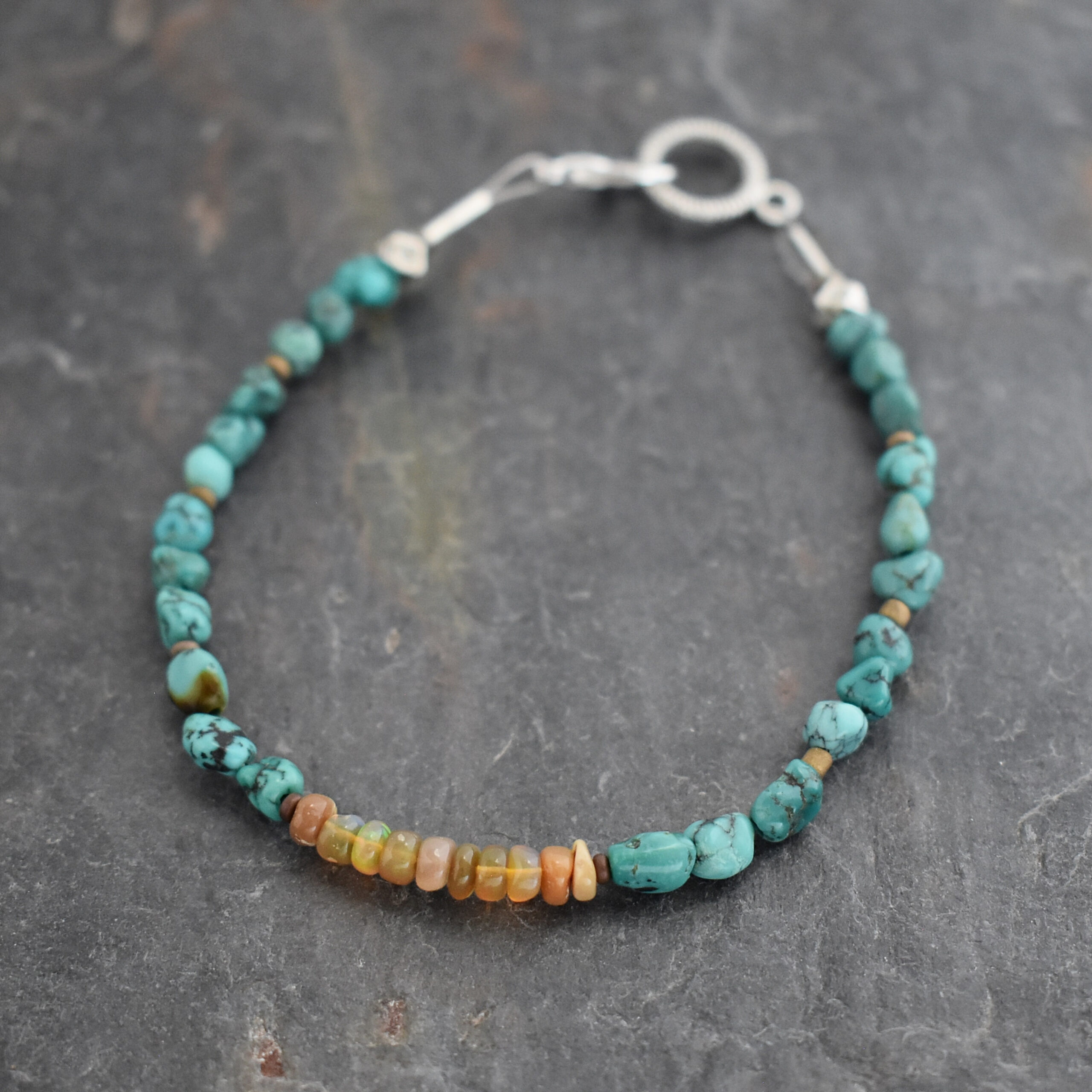 Turquoise chunk Ethiopian Opal bracelet (7)