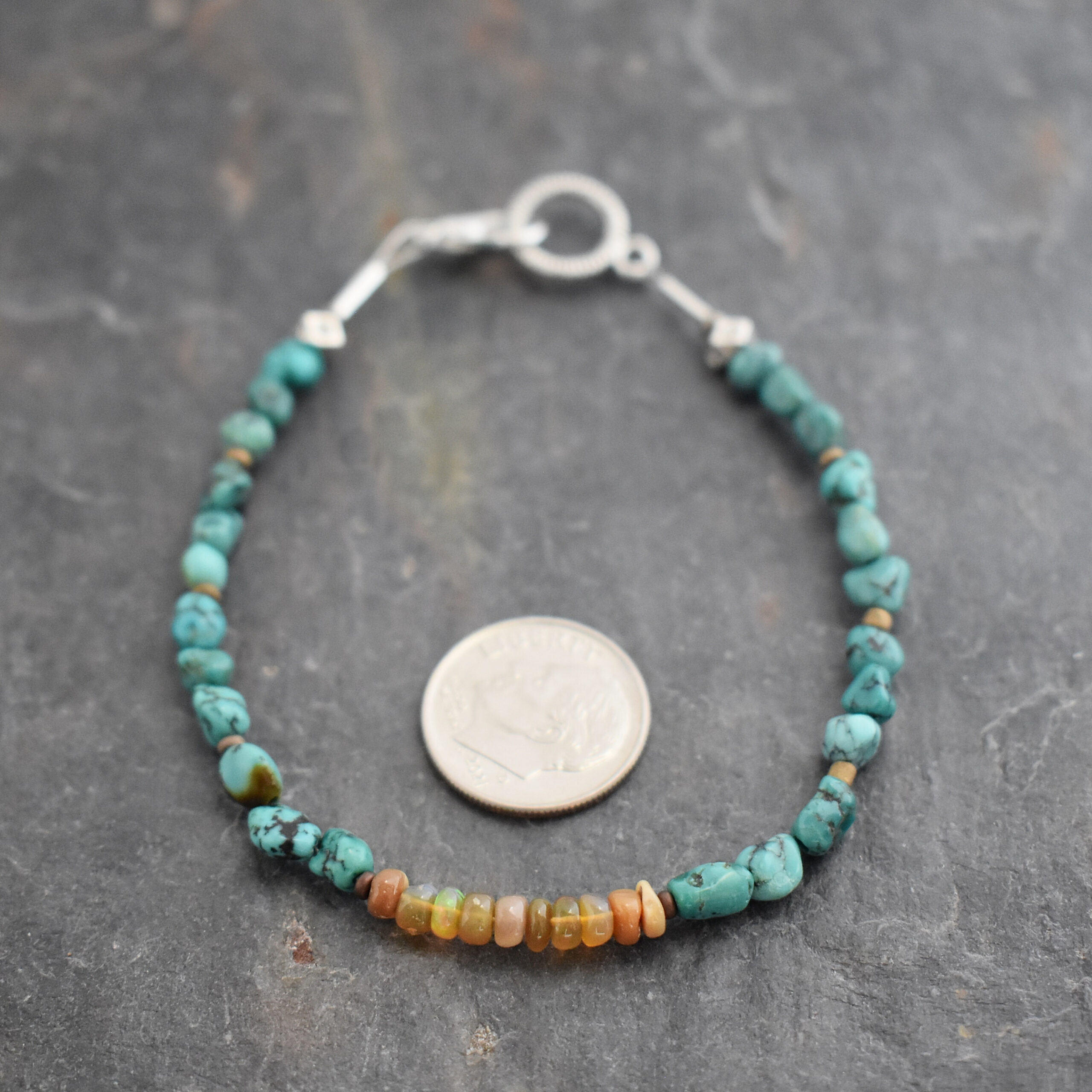 Turquoise chunk Ethiopian Opal bracelet (8)