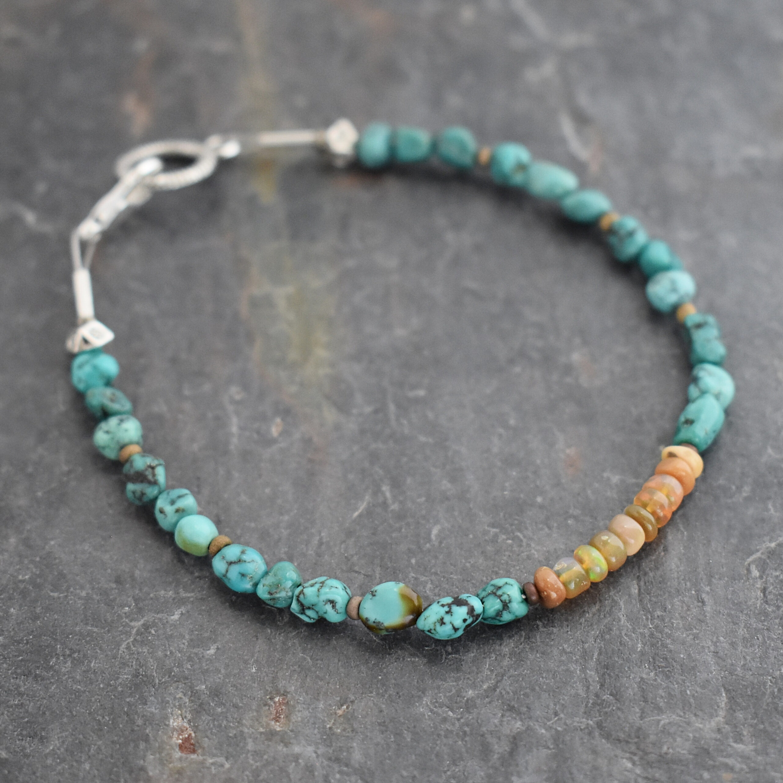 Turquoise chunk Ethiopian Opal bracelet (9)
