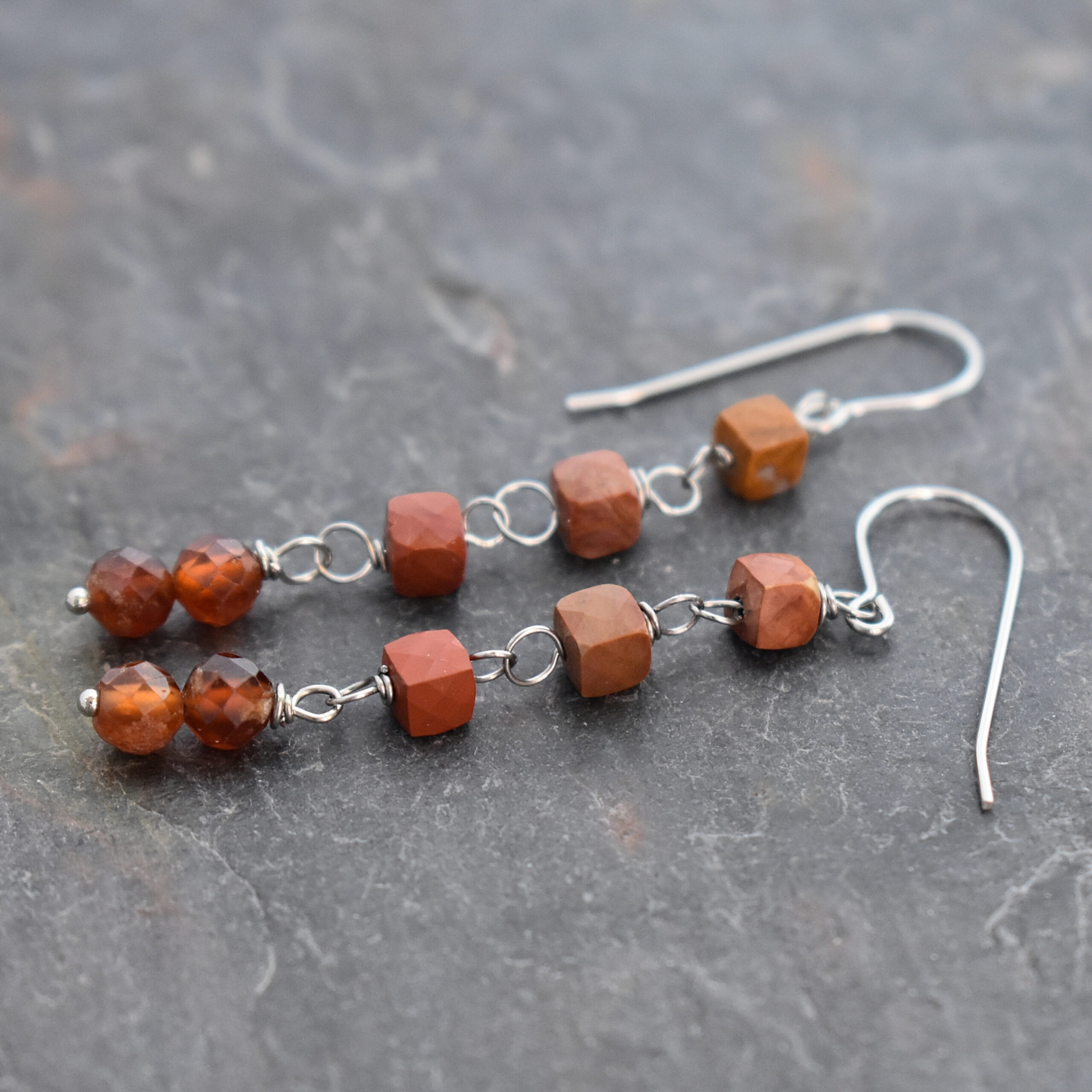 long red creek jasper and hessonite garnet earrings 1 (4)