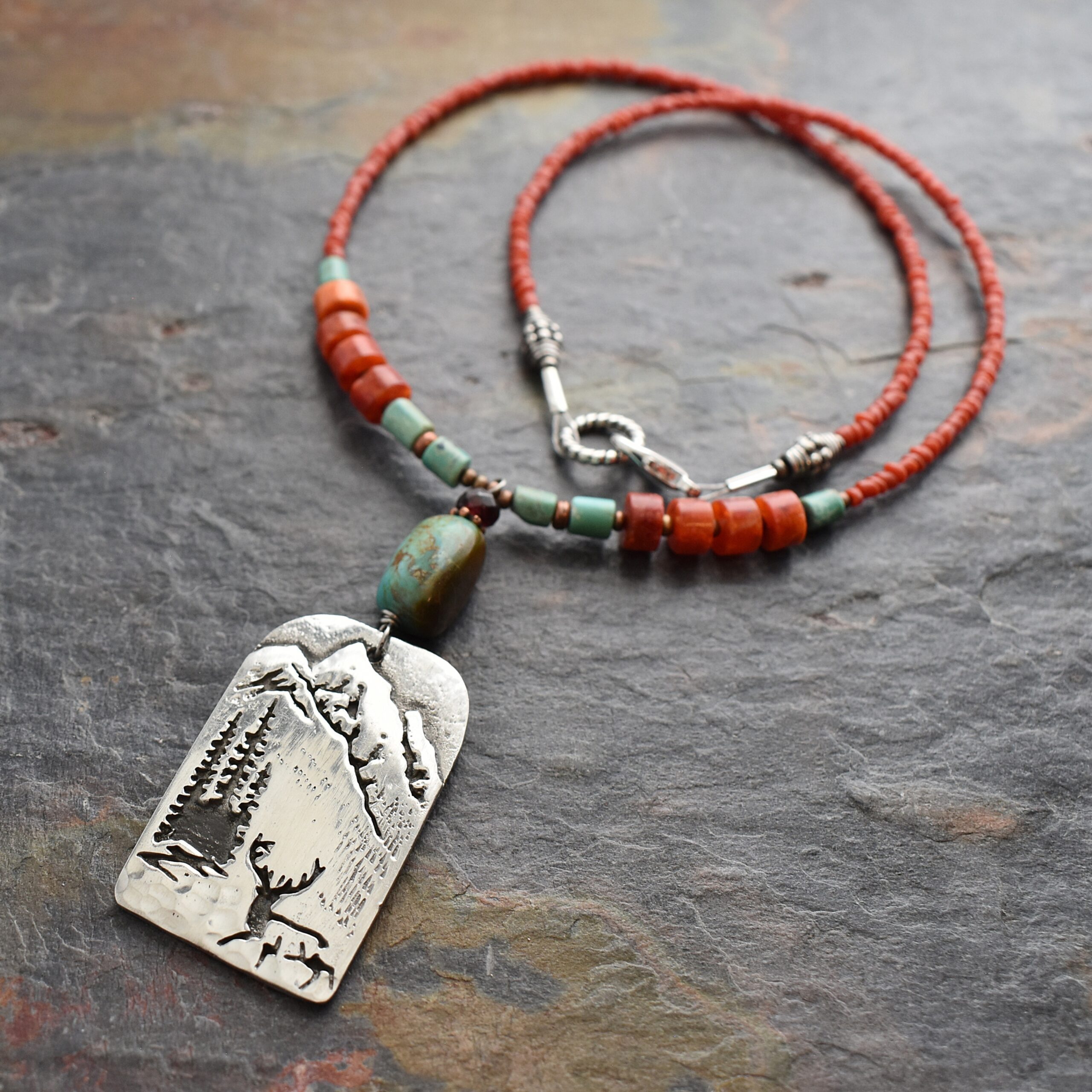 Beaded Rocky Mountain Elk Necklace