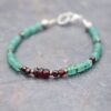 Beaded Garnet Green Aventurine Bracelet Beaded green gemstone Bracelet